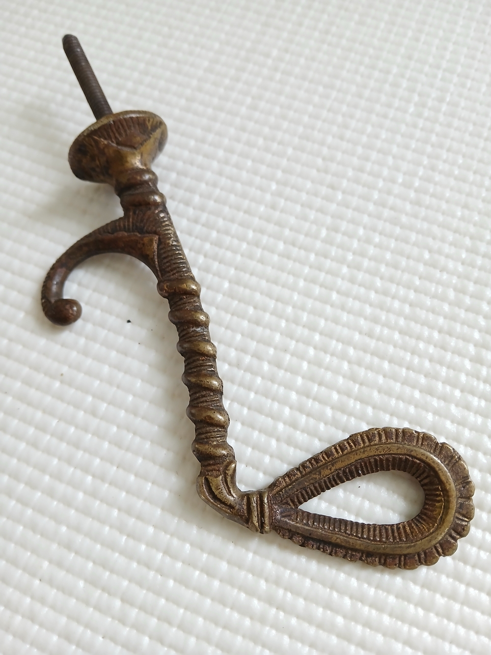 Antique Cast Iron Egiptian revival hook, mint, heavy, unique,collectible